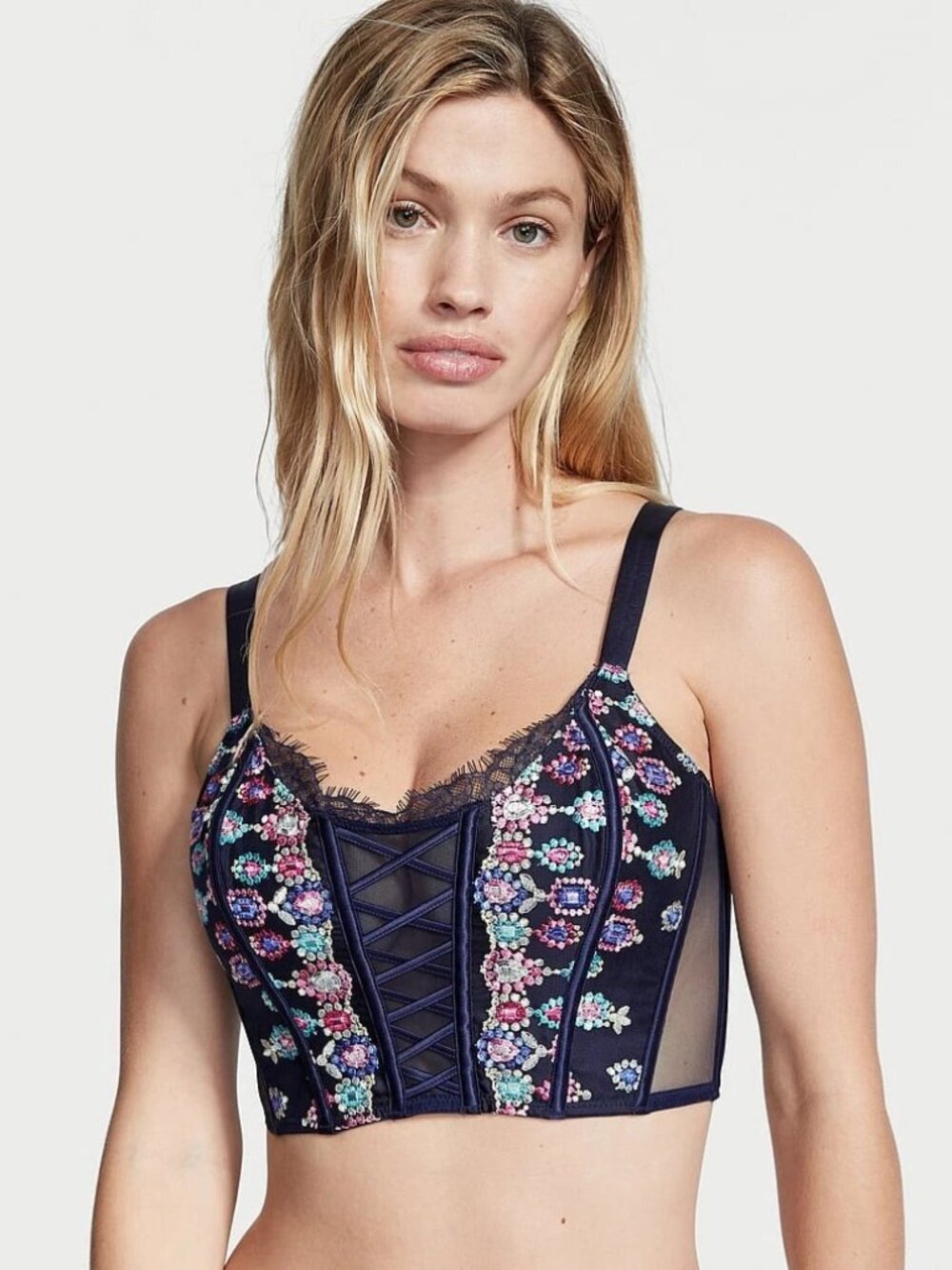 Victoria’s Secret Blue Floral Embroidered Bra | NWT | Small-DD